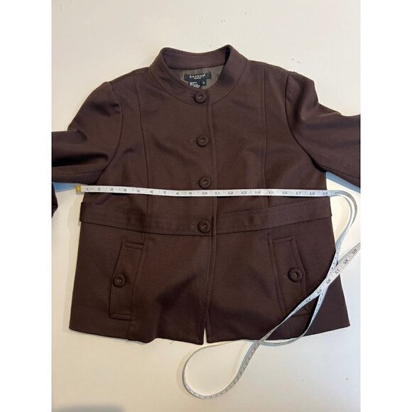 Sandro Sportswear Jacket Crop Swing Boxy Small Stretch Work Career Brown New NWT - Picture 4 of 7